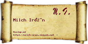Milch Irén névjegykártya